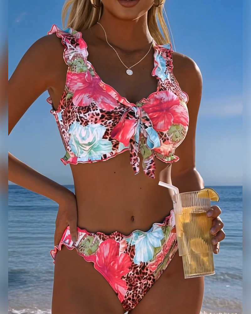 Bikini Floreale Leopardo Patchwork