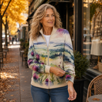 Birgit™ | Cardigan con paesaggio ad acquerello