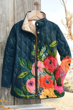 Wilma™ | Giacca trapuntata con fiori su blu marino