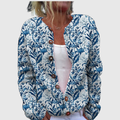 Karin™ | Cardigan con motivo foglia blu