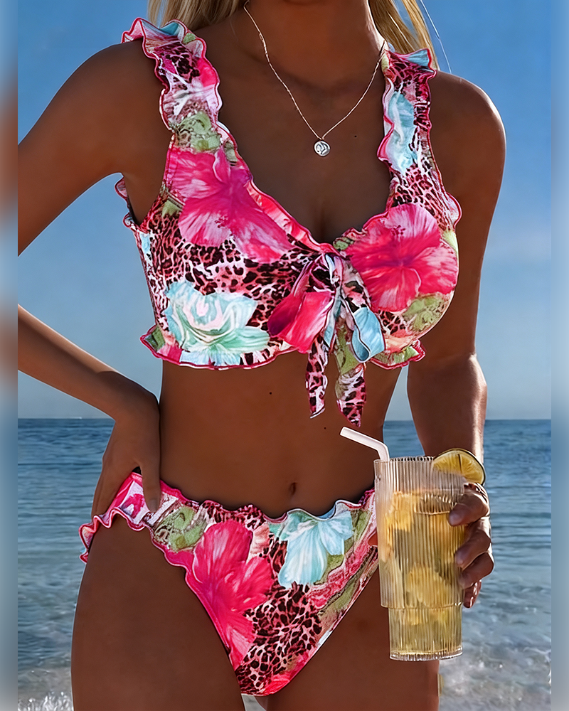 Bikini Floreale Leopardo Patchwork
