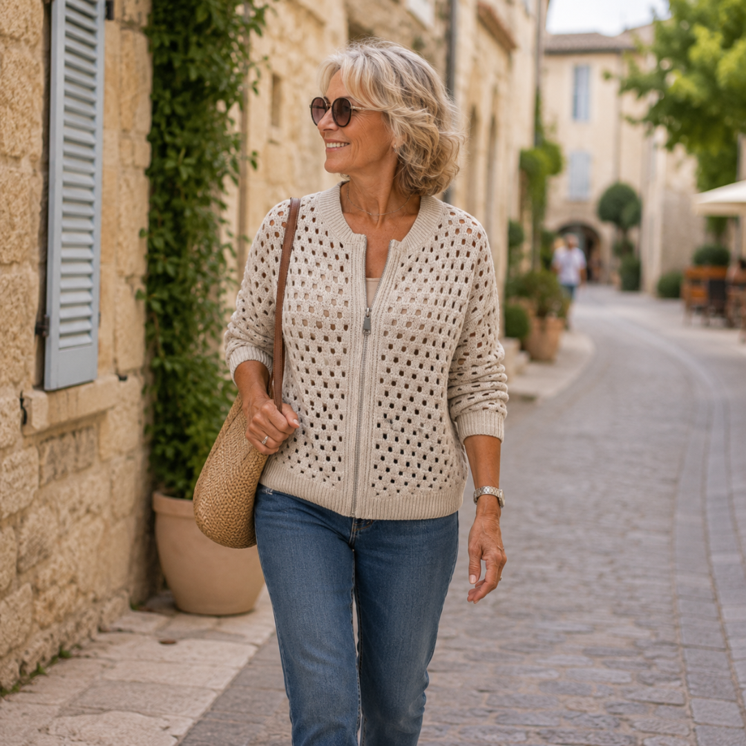 Auriane | Cardigan Ajouré in Maglia Morbida
