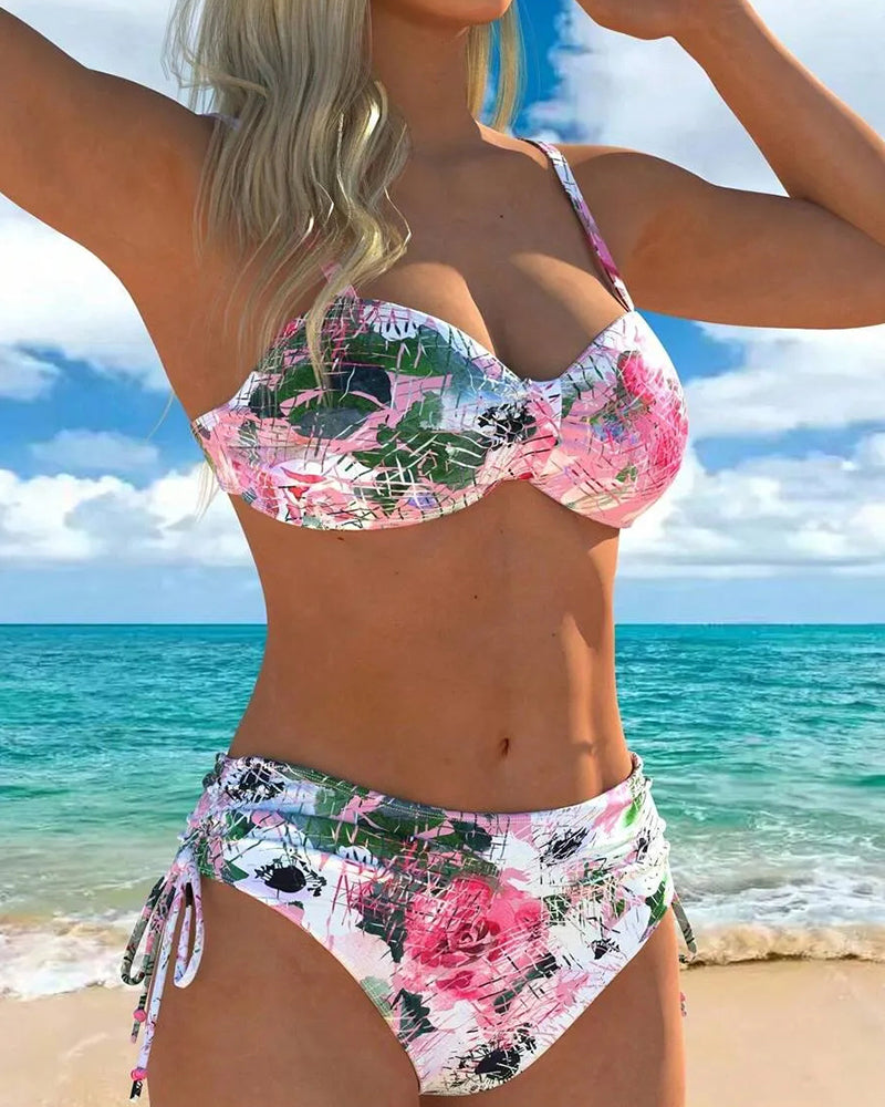 Bikini Rosa e Bianco Rosa Stampato
