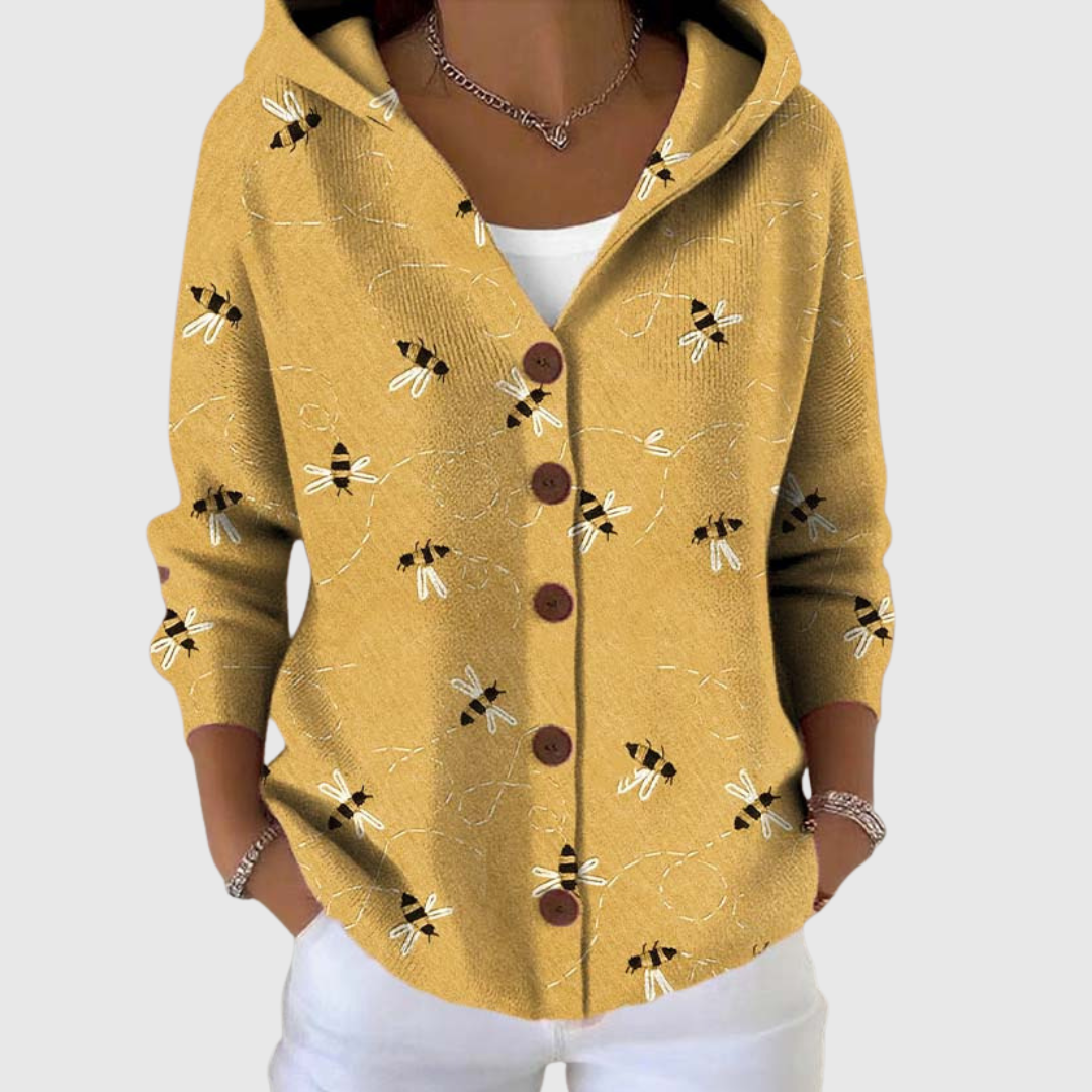 Cardigan a maglia con cappuccio