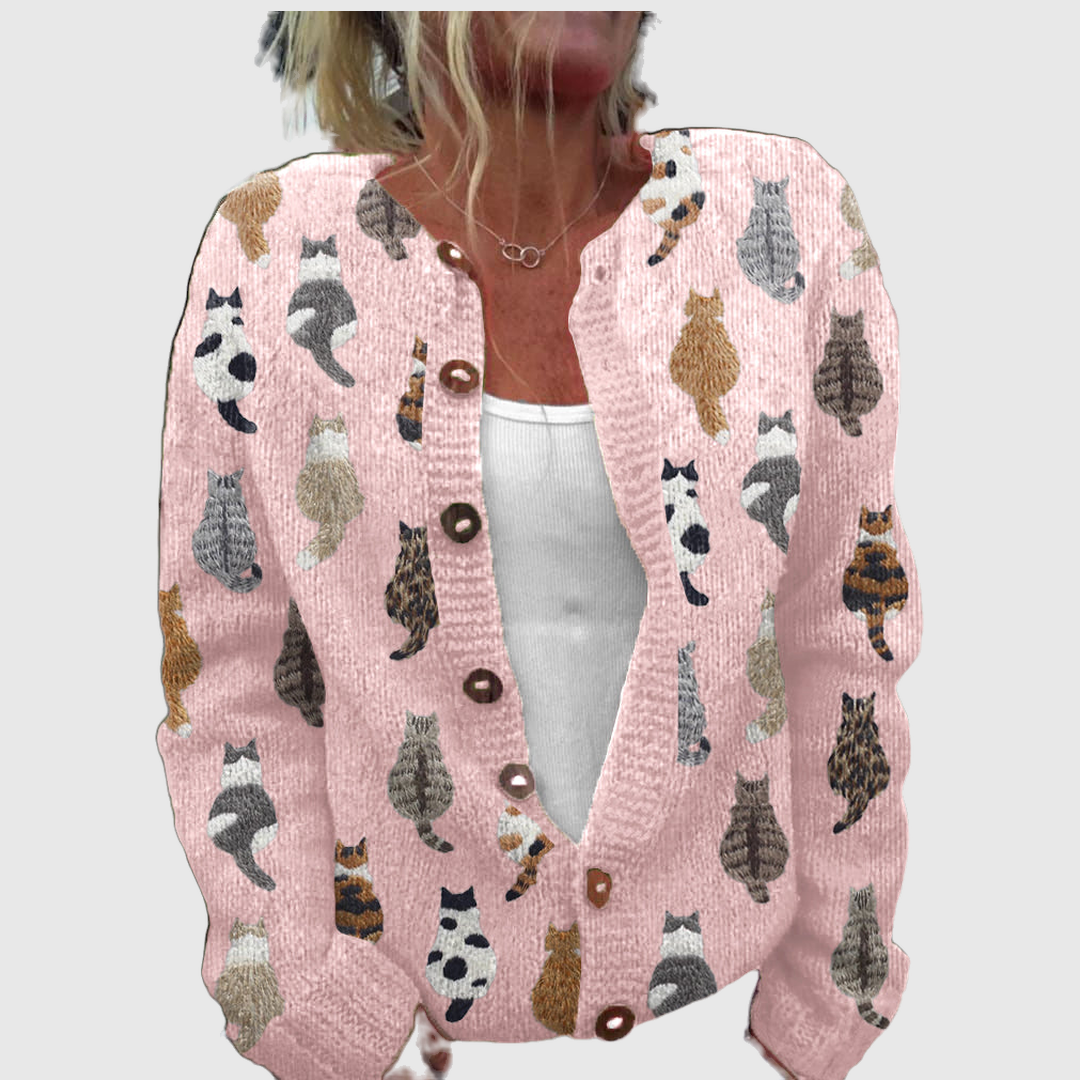 Charlotte™ | Cardigan con stampa di gatti