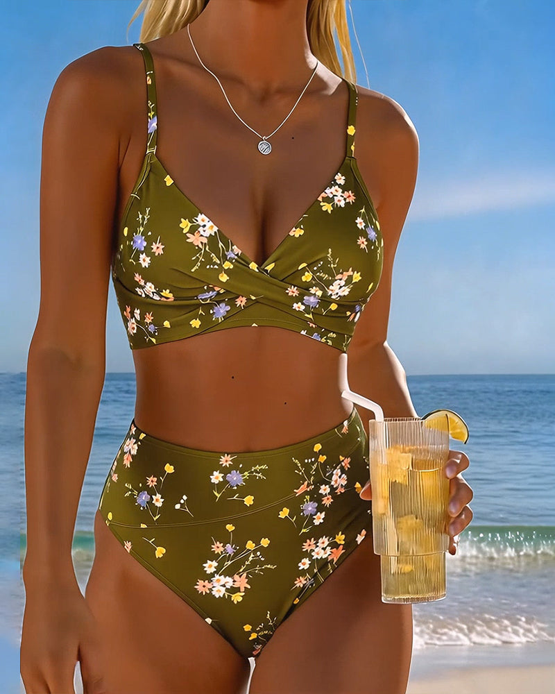 Bikini Sexy Incrociato Stampato Floreale
