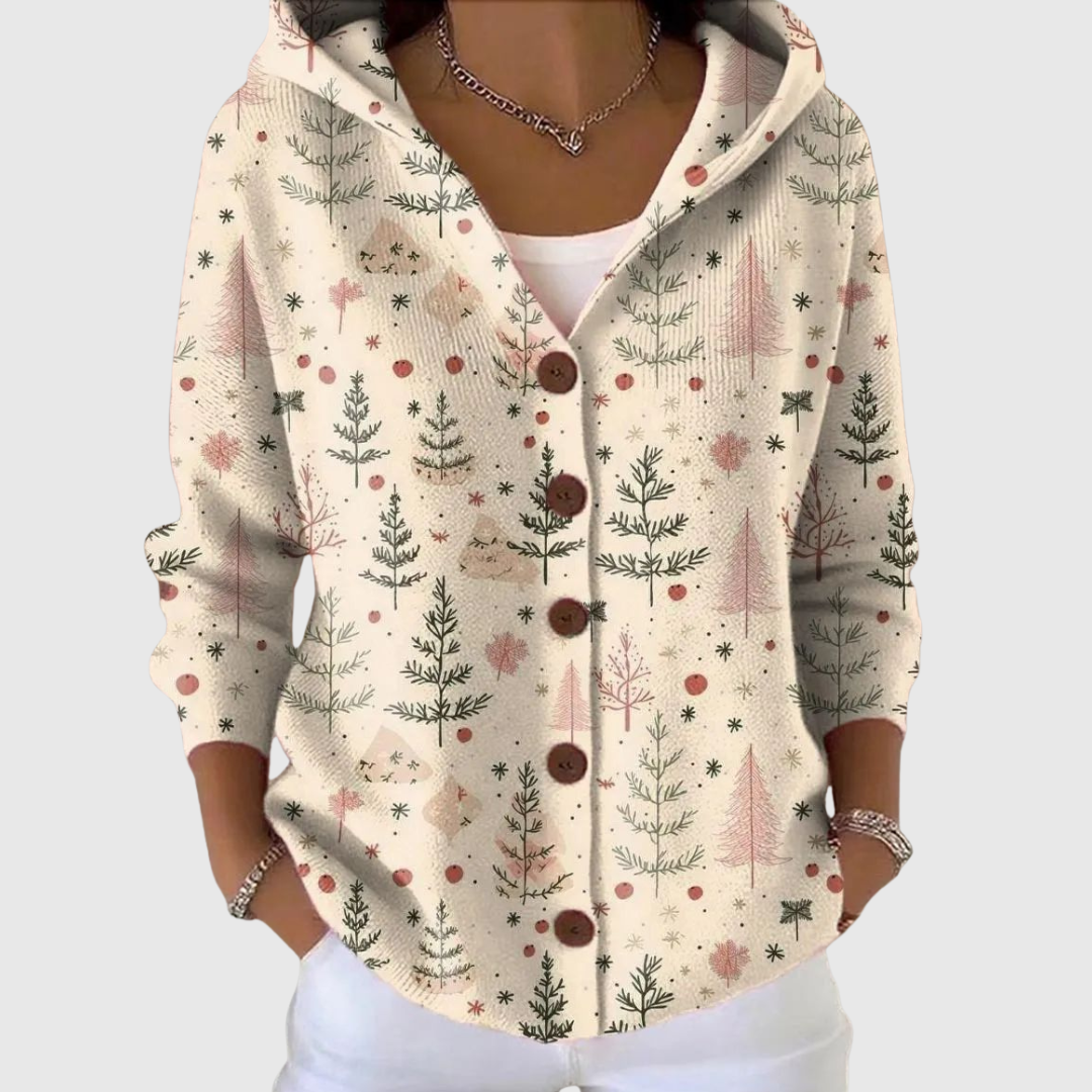 Cardigan con cappuccio in maglia