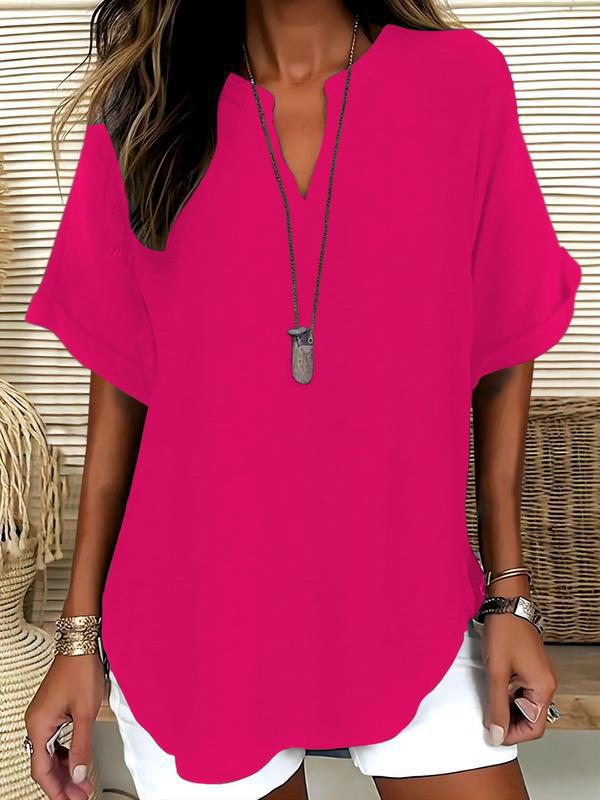 Sabrina™ - Top a manica corta, di taglio largo e colore uniforme