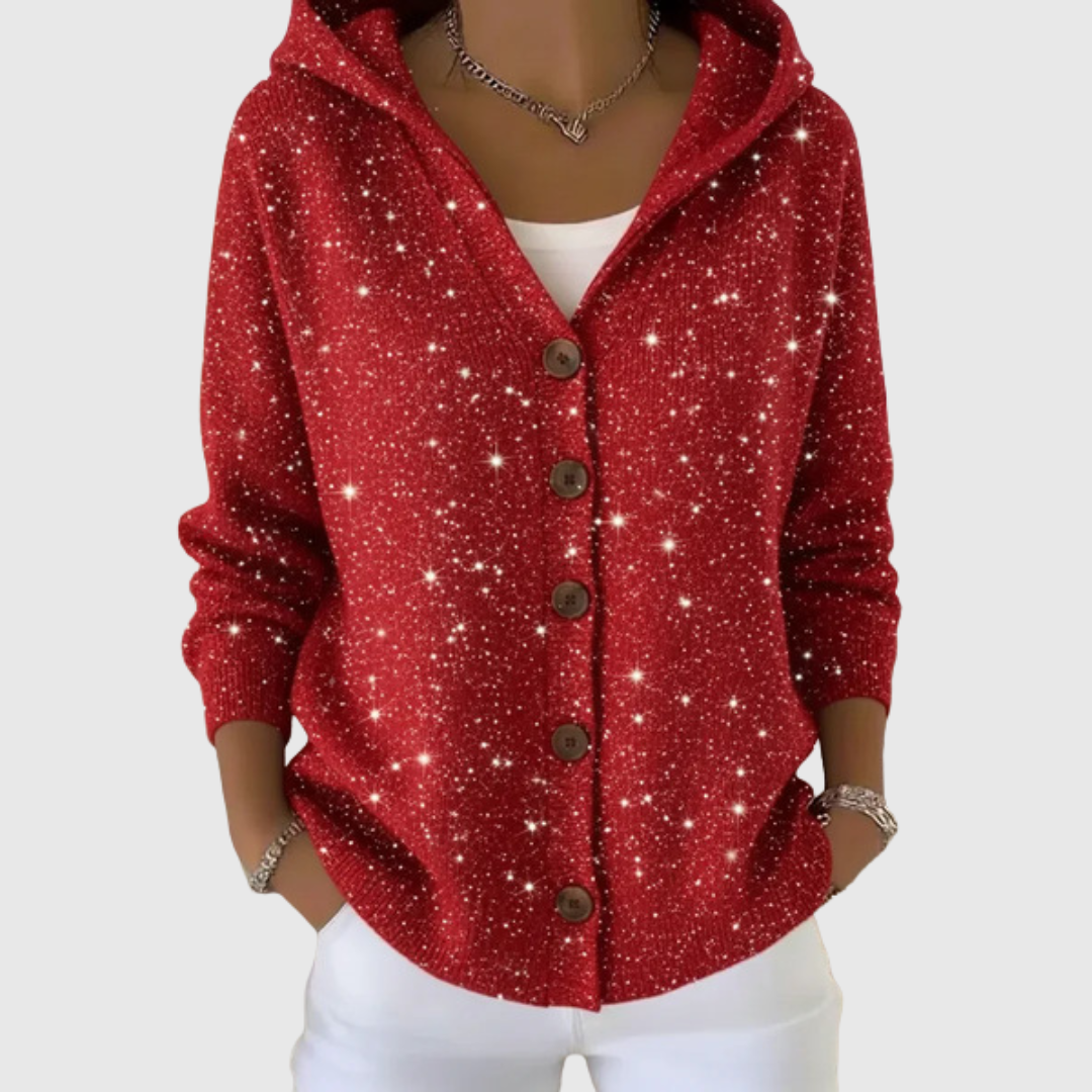 Cardigan Komfort con cappuccio in maglia