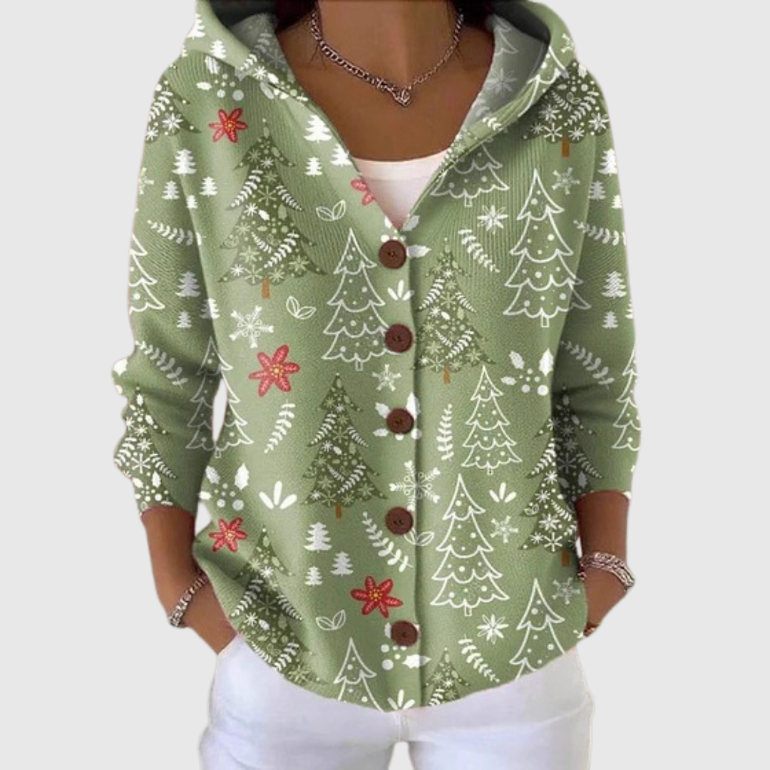 Cardigan lavorato a maglia con cappuccio
