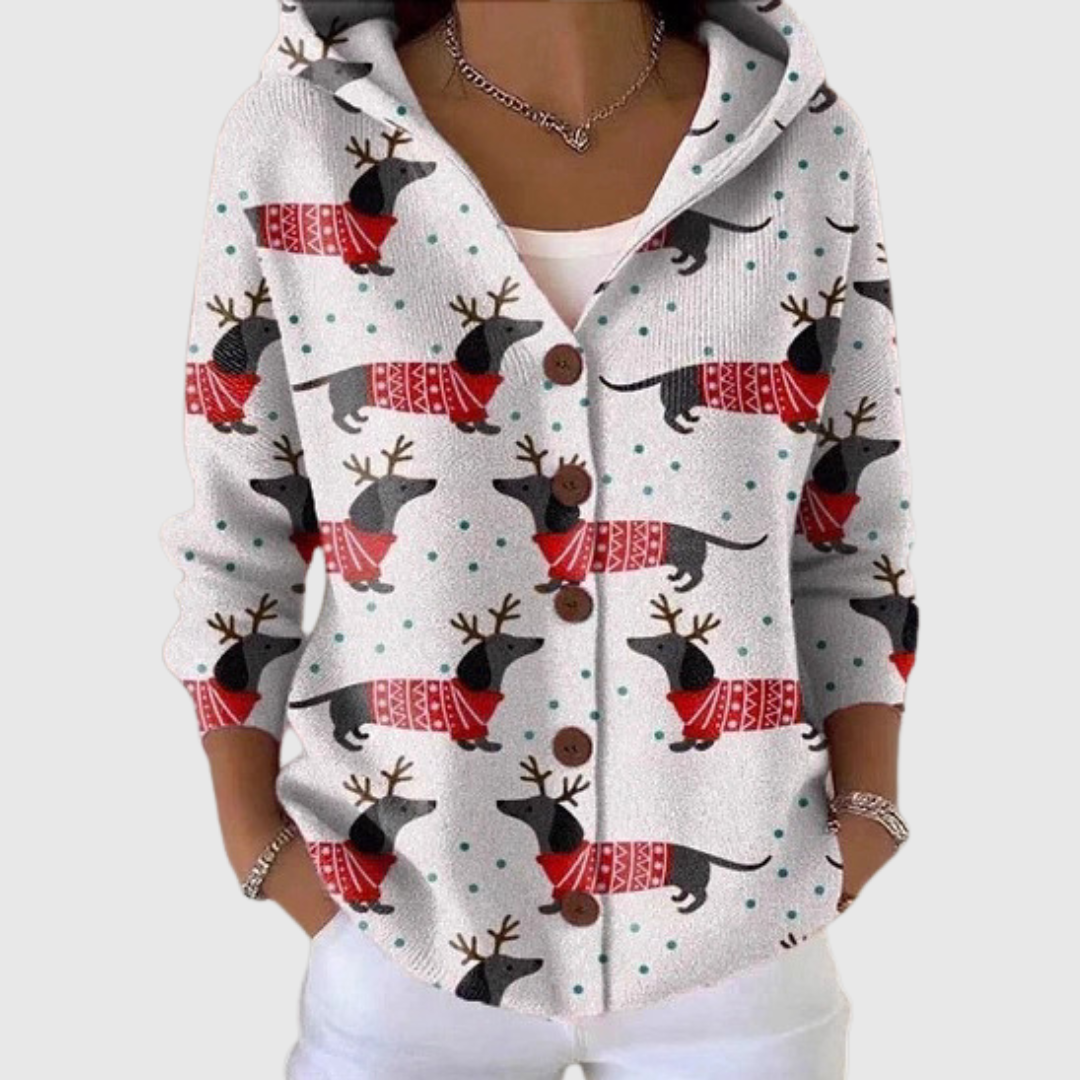 Cardigan Komfort con cappuccio in maglia
