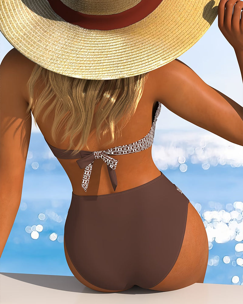 Bikini a Halter a Righe Colorate
