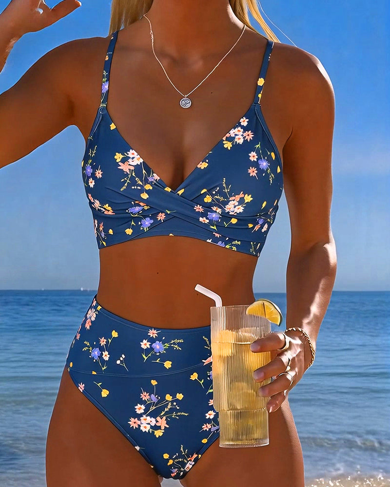 Bikini Sexy Incrociato Stampato Floreale