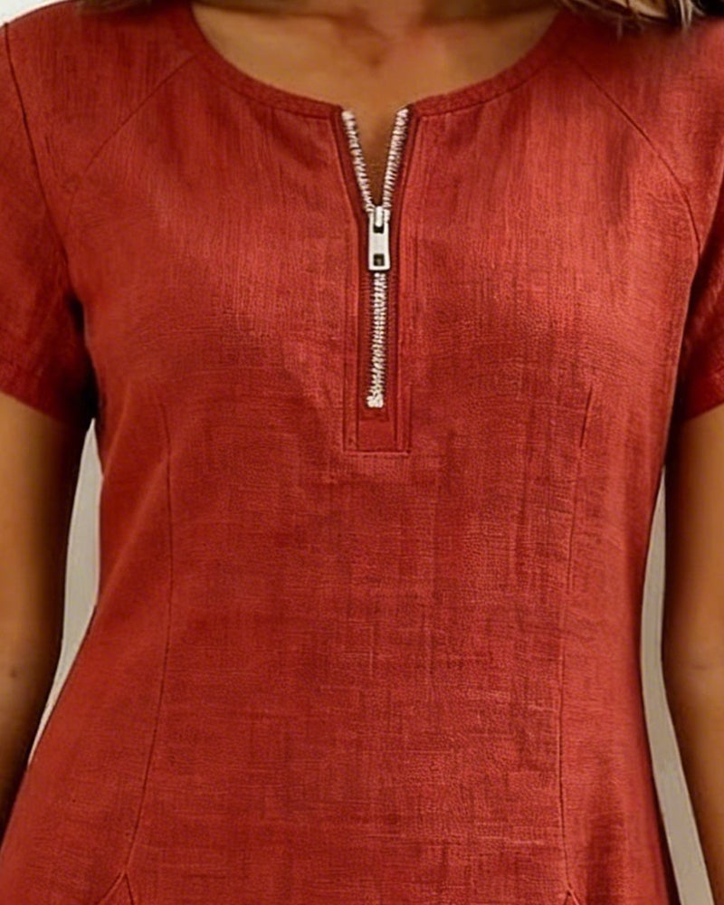 Azahar | Vestito casual in cotone con zip e tasche