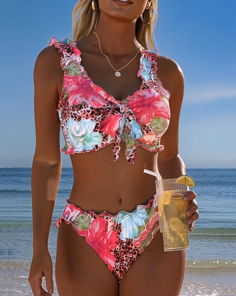 Bikini Floreale Leopardo Patchwork