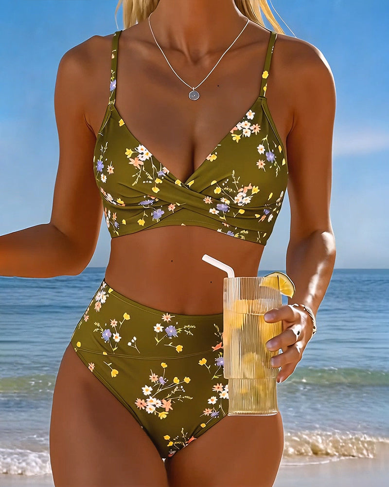 Bikini Sexy Incrociato Stampato Floreale