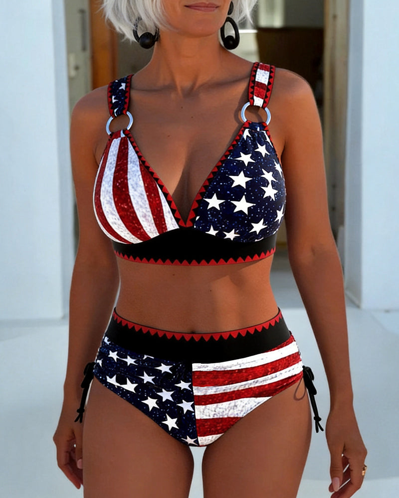 Bikini a Vita Alta Stampato