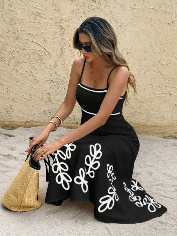Abito da donna vintage con schiena scoperta e spalline sottili, per vacanze e tempo libero, stile da viaggio per il mercato transfrontaliero Europa-America-Asia