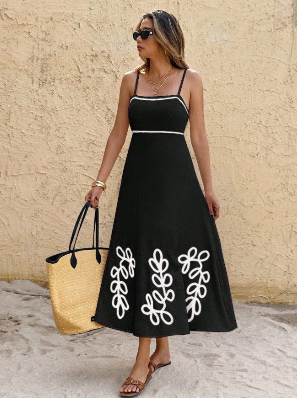 Abito da donna vintage con schiena scoperta e spalline sottili, per vacanze e tempo libero, stile da viaggio per il mercato transfrontaliero Europa-America-Asia