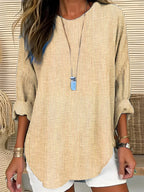 Valentina - Blusa Elegante a Righe con Maniche Arrotolate