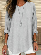 Valentina - Blusa Elegante a Righe con Maniche Arrotolate