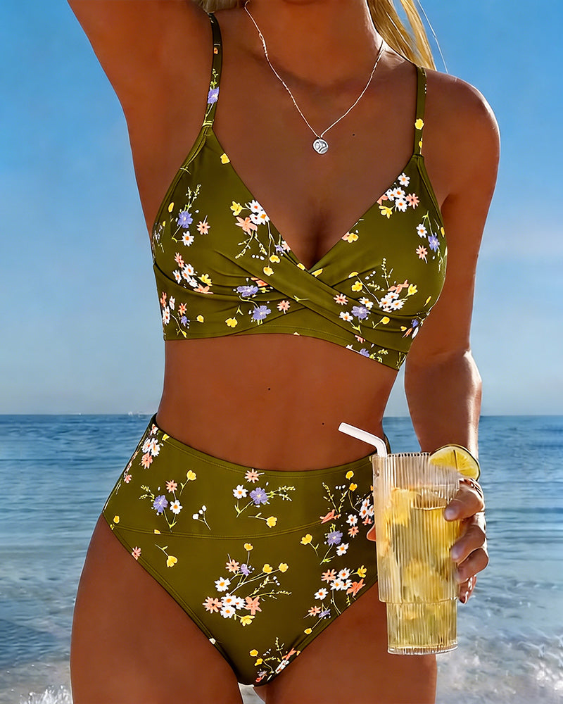Bikini Sexy Incrociato Stampato Floreale