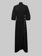 Abito Maxi Elegante con Bottoni Laterali