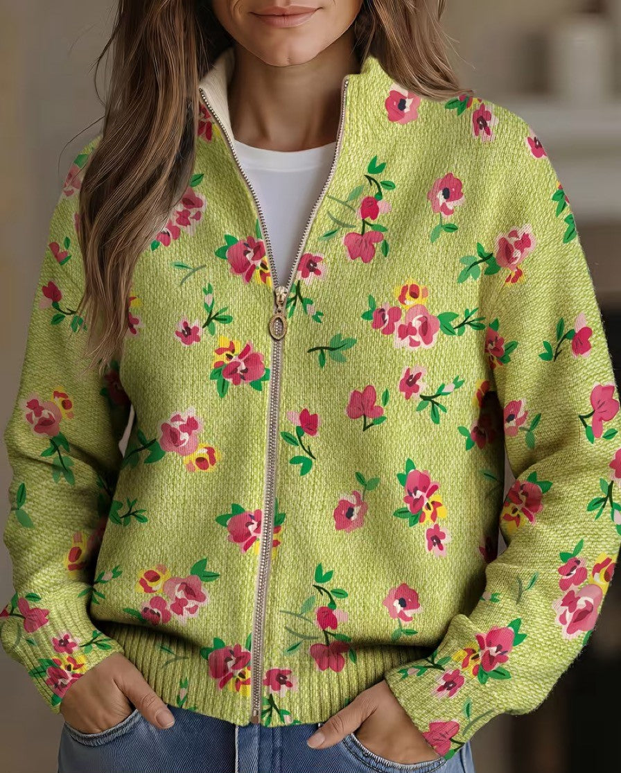 Dagmar™ | Cardigan con fiori su verde lime