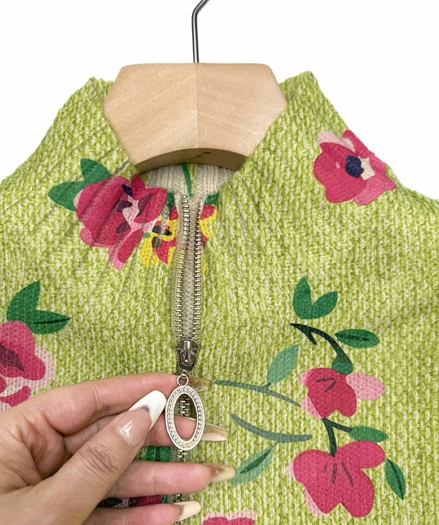Dagmar™ | Cardigan con fiori su verde lime