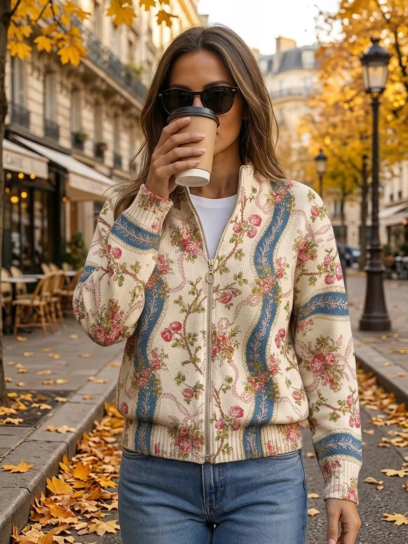 Cornelia™ | Cardigan con rose rampicanti