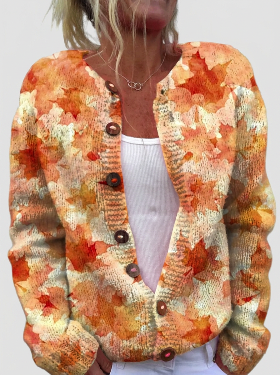 Helga™ | Cardigan con foglie autunnali