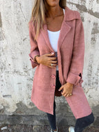 Milena – Cappotto Lungo Casual in Lana con Revers e Chiusura Monopetto