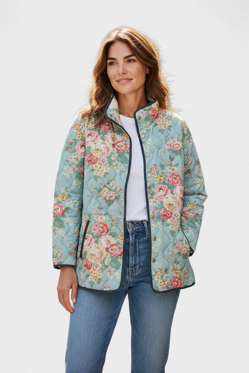 Nadja™ | Giacca trapuntata con rose su menta