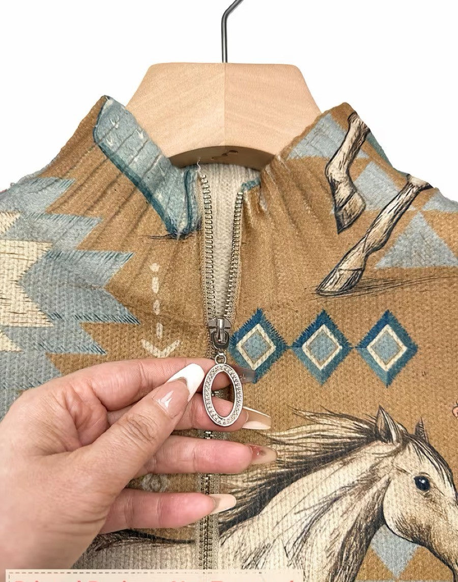 Beate™ | Cardigan con cavalli e cactus