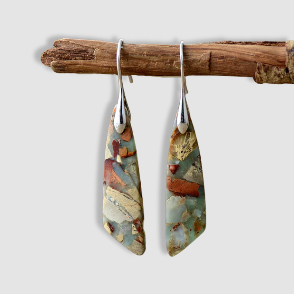 Vintage Earrings with Natural Stone