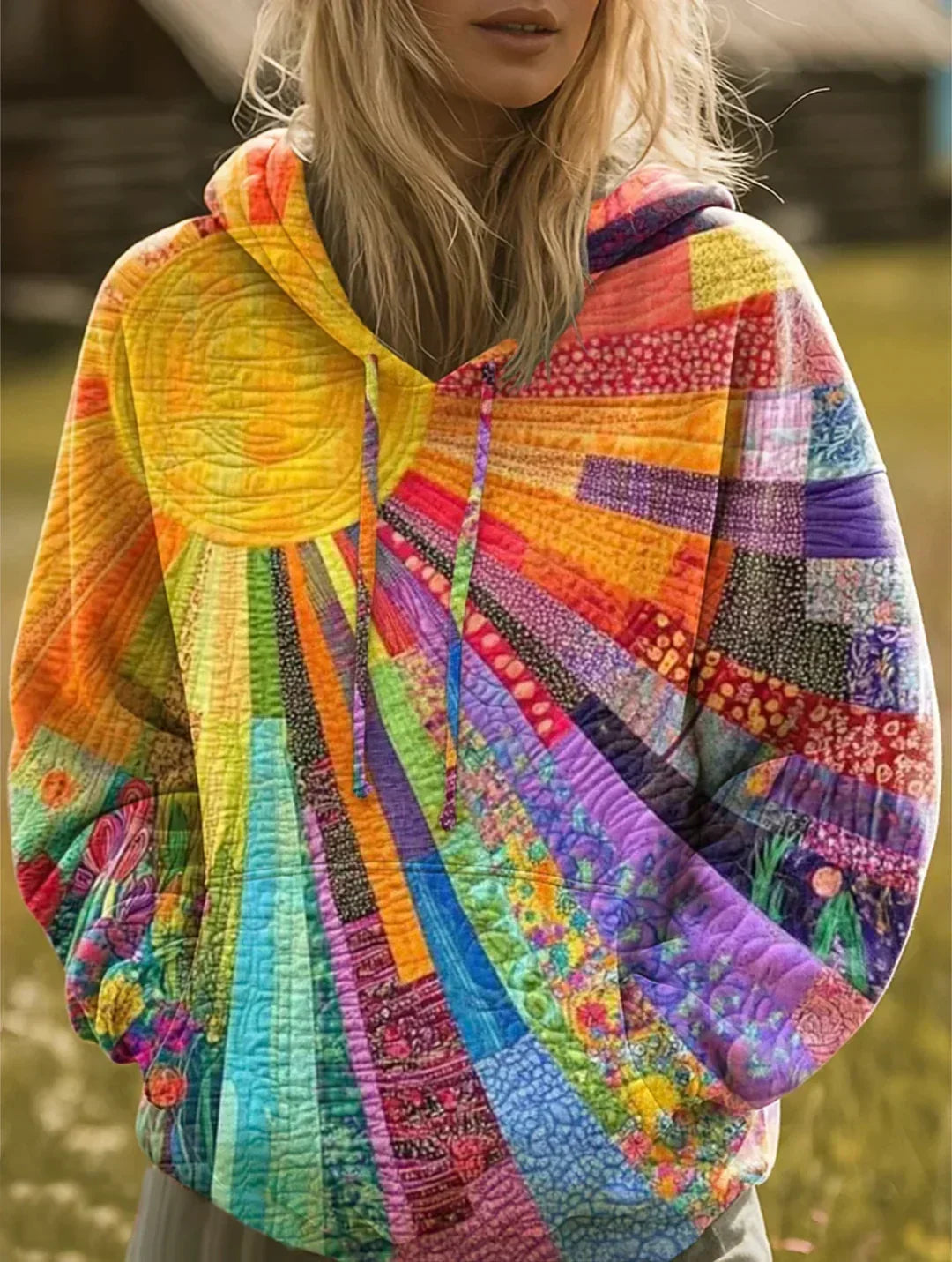 Angelika™ | Cardigan in patchwork arcobaleno