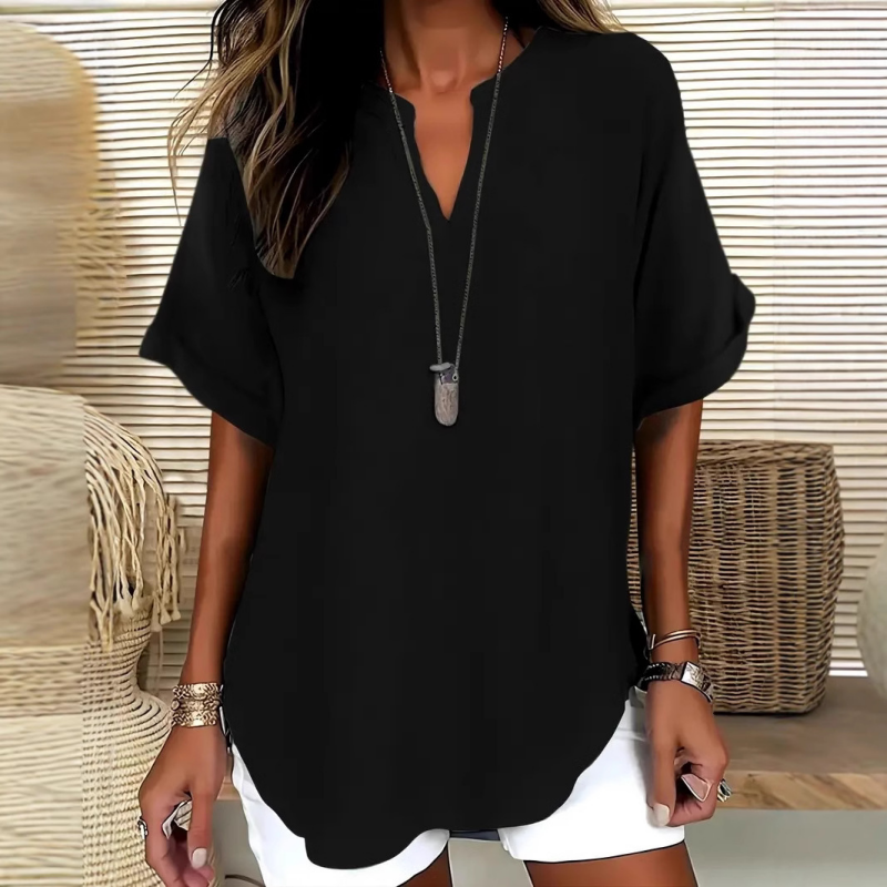 Sabrina™ - Top a manica corta, di taglio largo e colore uniforme