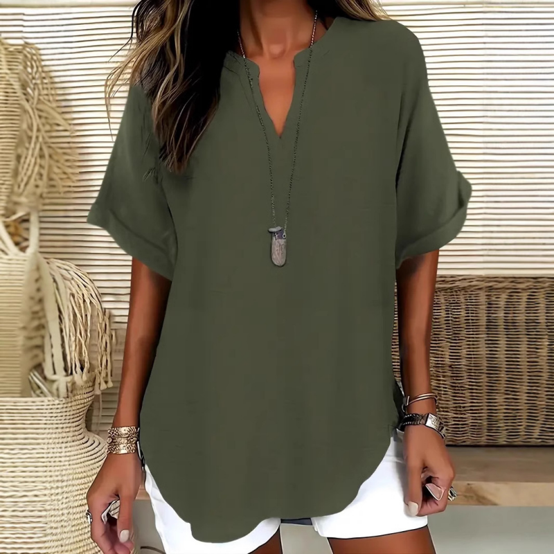 Sabrina™ - Top a manica corta, di taglio largo e colore uniforme