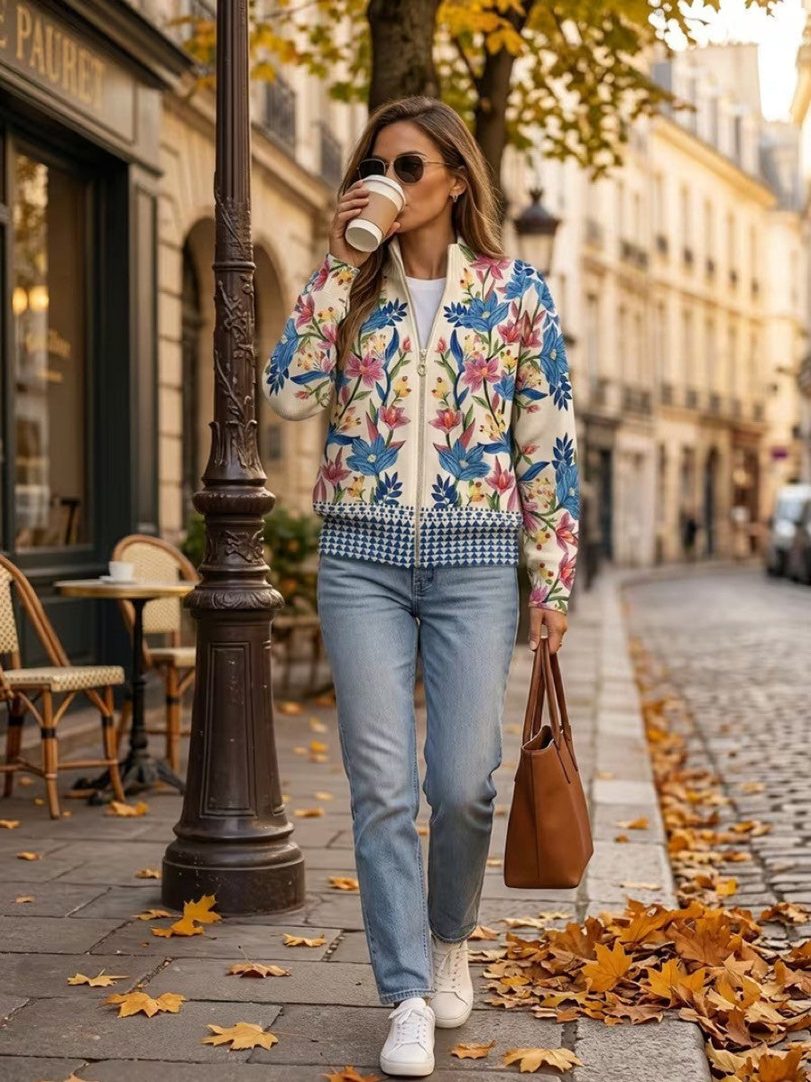 Heike™ | Cardigan con fiori folkloristici