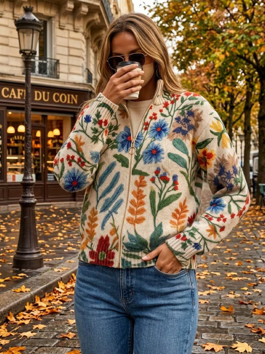 Heike™ | Cardigan con fiori folkloristici