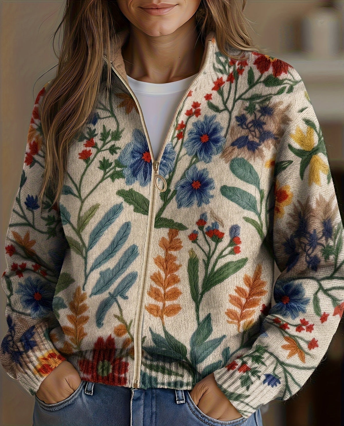 Heike™ | Cardigan con fiori folkloristici