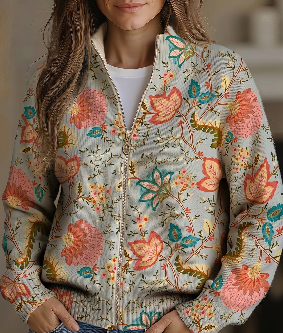 Erika™ | Cardigan con fiori vintage